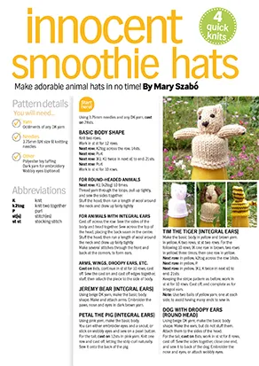 Innocent smoothie hats pattern