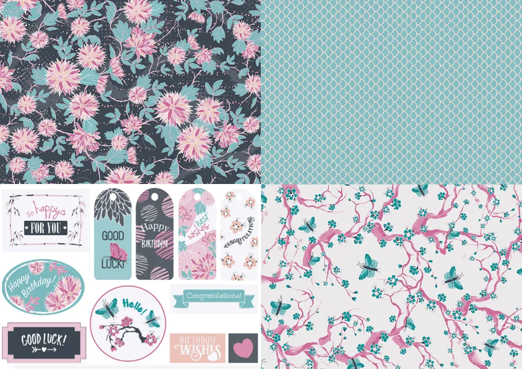 Free Japanese florals patterned papers