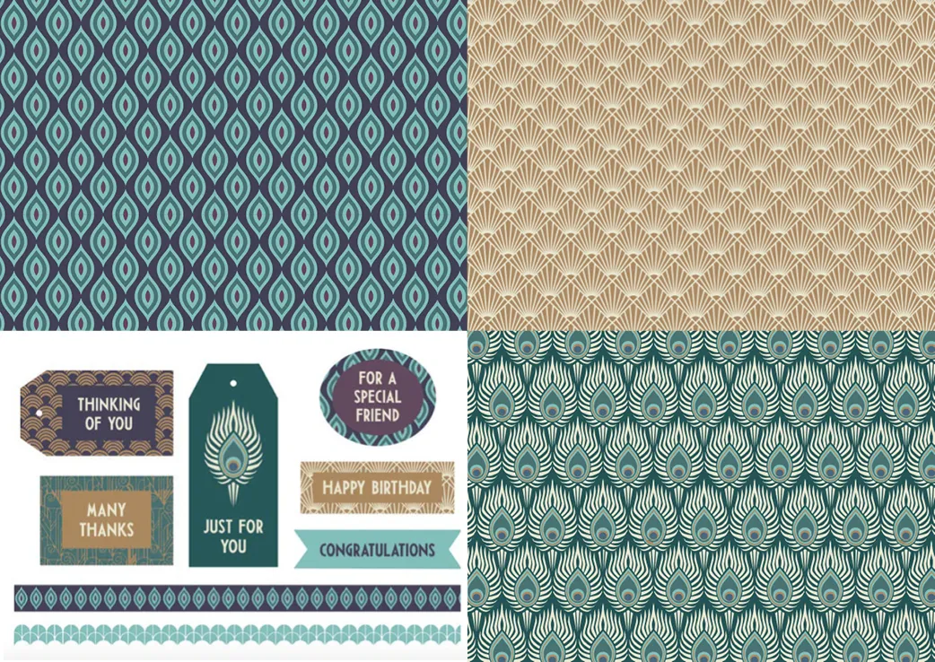 Free Opulent Peacock patterned papers