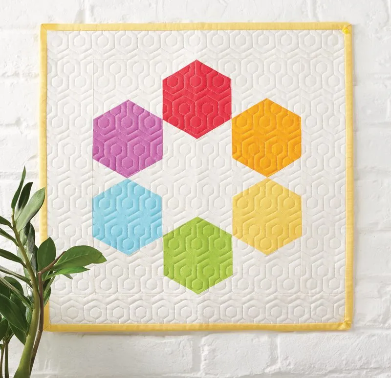 Rainbow hexagon quilt pattern