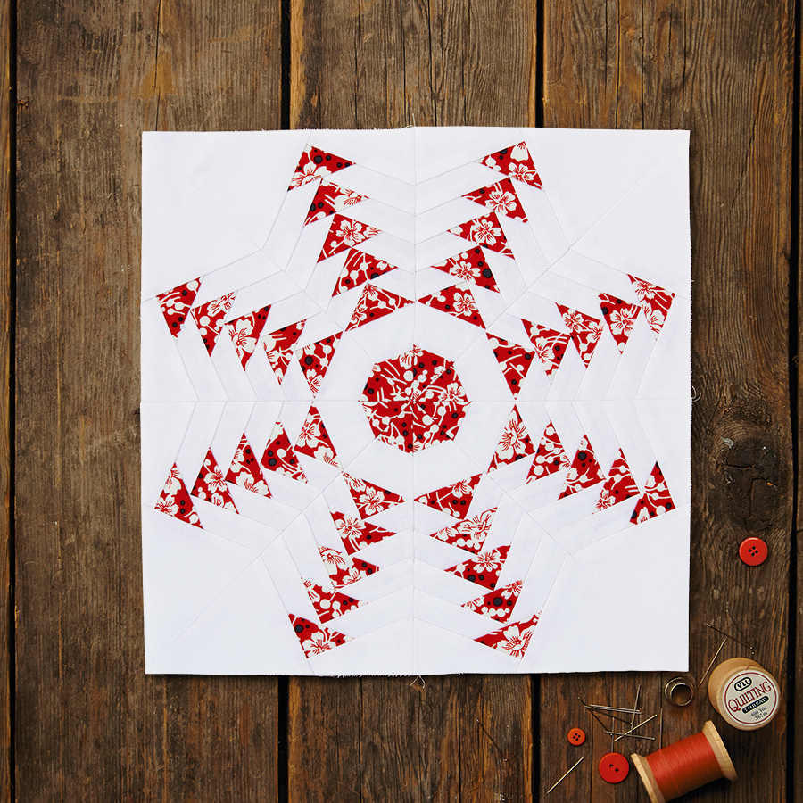 Snowflake quilt block pattern