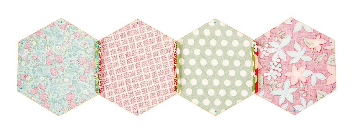 hexagon quilting tutorial step 2 – four hexagons sewn together