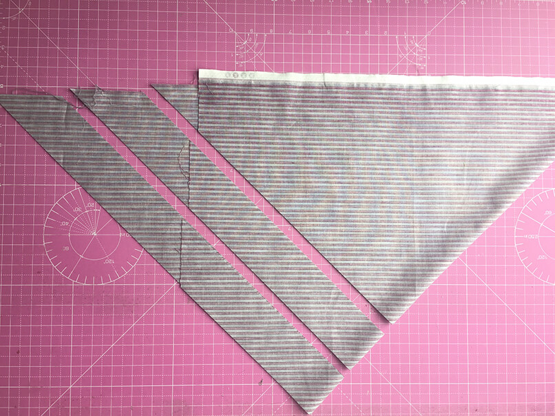 How to sew curved binding: cut fabric into strips