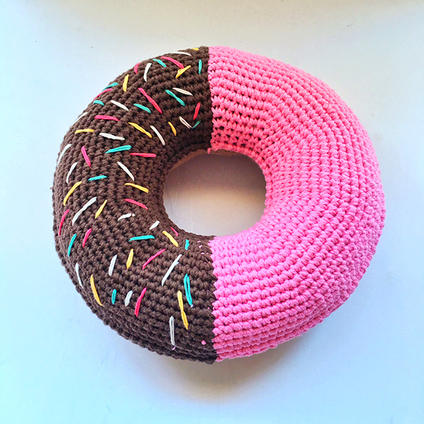 large crochet donut pillow
