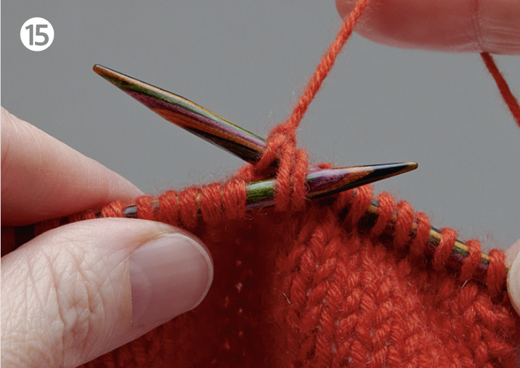 Combination knitting step 15