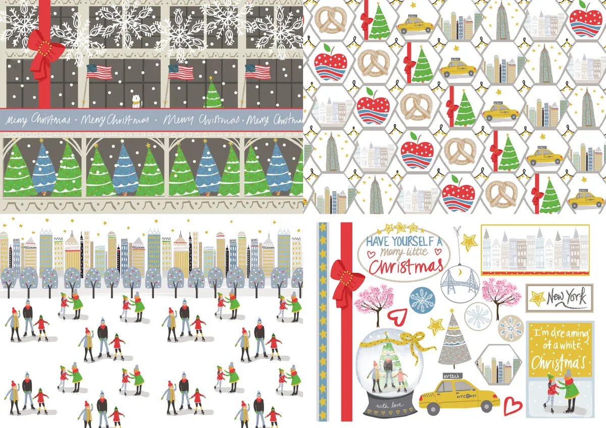 Free Christmas in New York patterned papers2