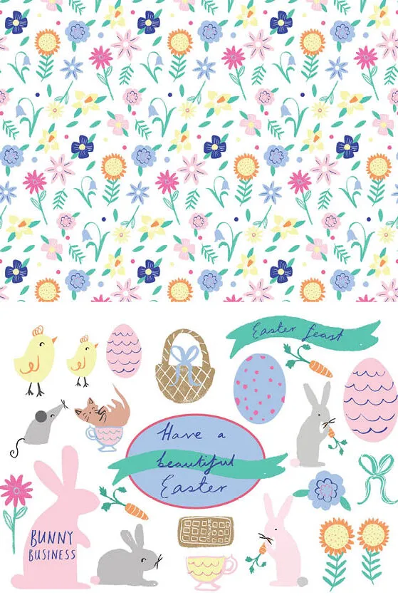 Free cute Easter patterned papers 3