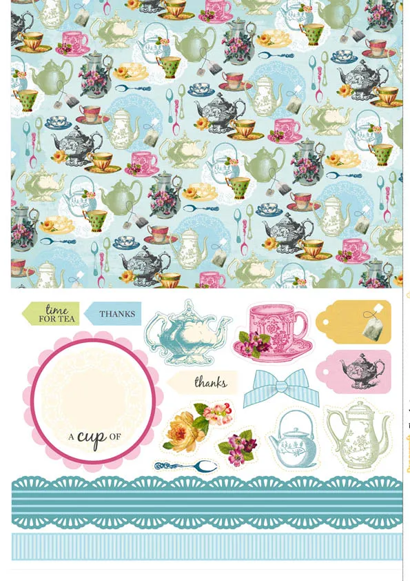 Free dainty afternoon tea patterned papers 3