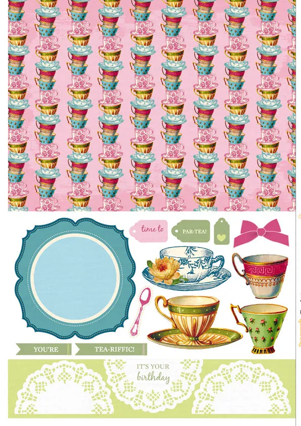 Free dainty afternoon tea patterned papers 4