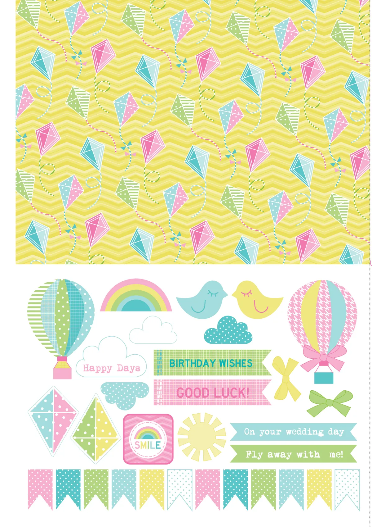 Free kites and hot air balloon patterned papers 5