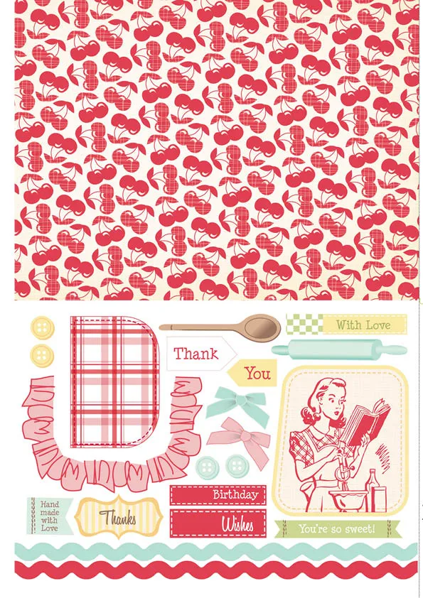 Free retro baking patterned papers 3