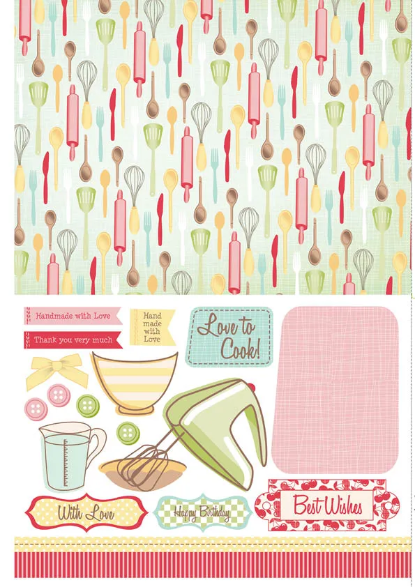 Free retro baking patterned papers 5
