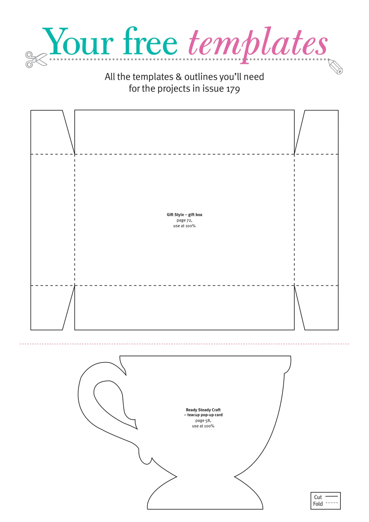Free teapot gift box and stepper card templates 1