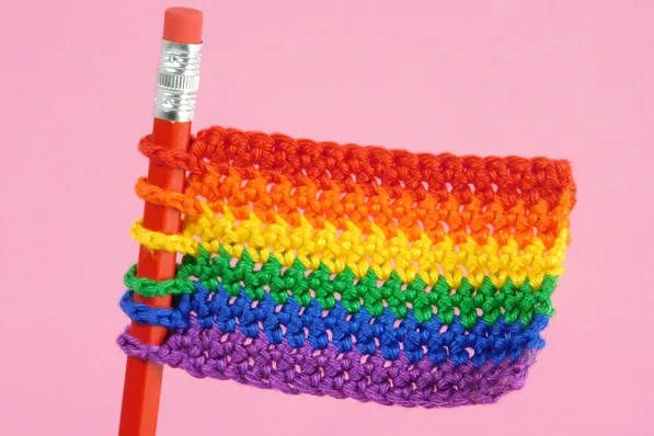 Free Crochet Rainbow Flag Pencil Topper Pattern