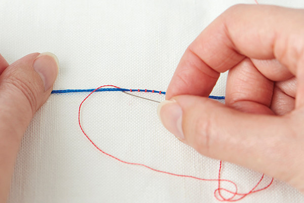 How to sew couching stitch step 3