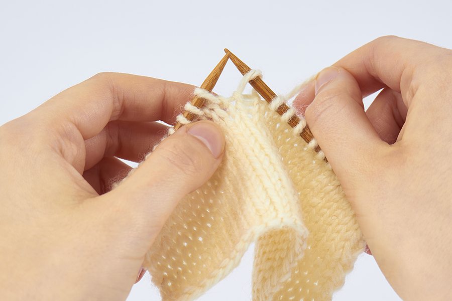 Skpo knitting, slip knit pass over, left leaning decrease, step 2