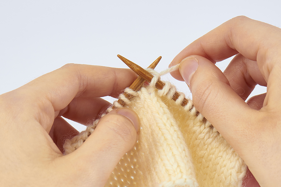 Skpo knitting, slip knit pass over, left leaning decrease, step 3