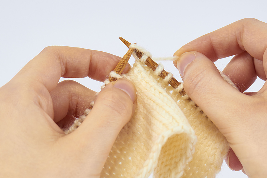 Skpo knitting, slip knit pass over, left leaning decrease, step 4