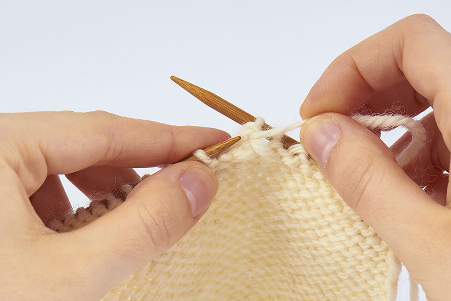 Ssp knitting, slip slip purl, knitting decrease, step 4
