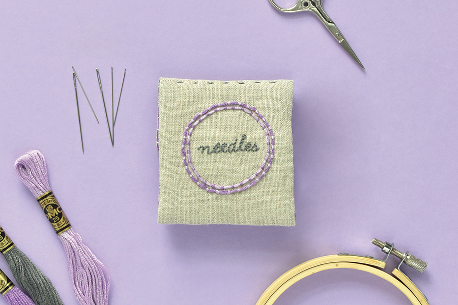how to couch stitch needle book