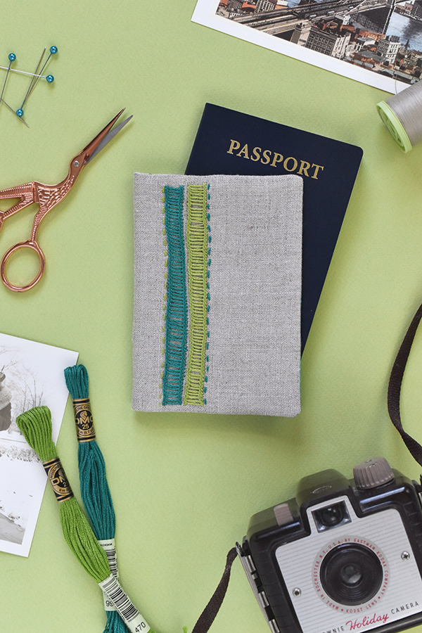ladder stitched passport holder with passport
