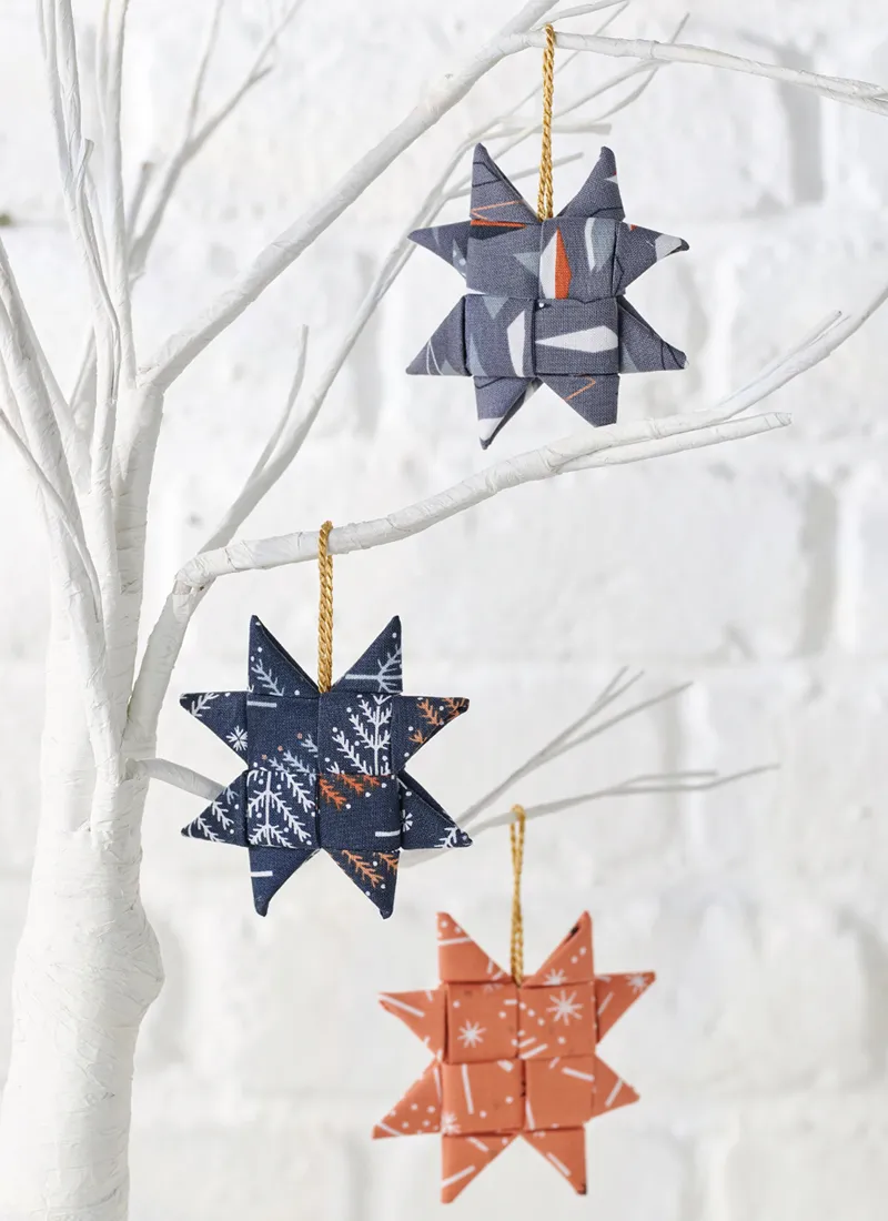 Origami stars made using fabric