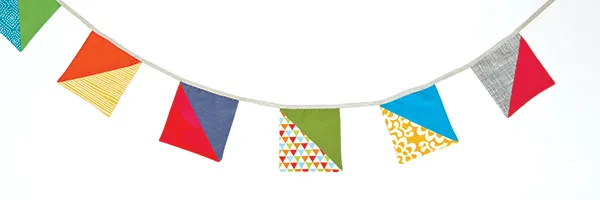 Half square triangles bunting pattern