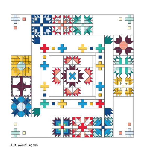 Paws and Pluses Quilt Pattern Layout Diagram