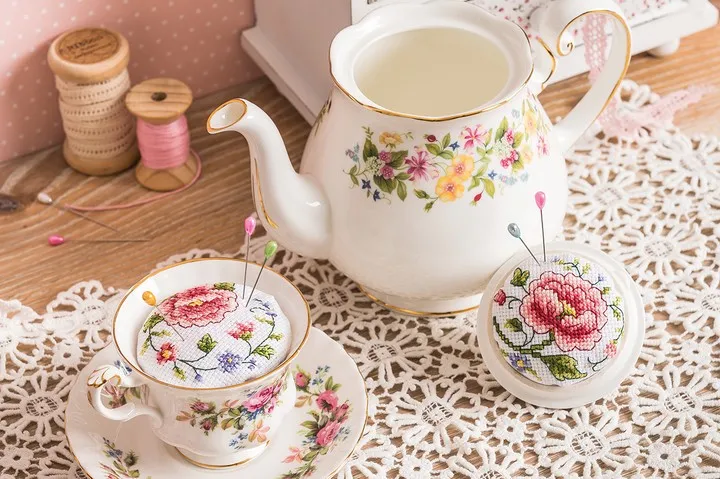 teacup cross stitch flower patterns