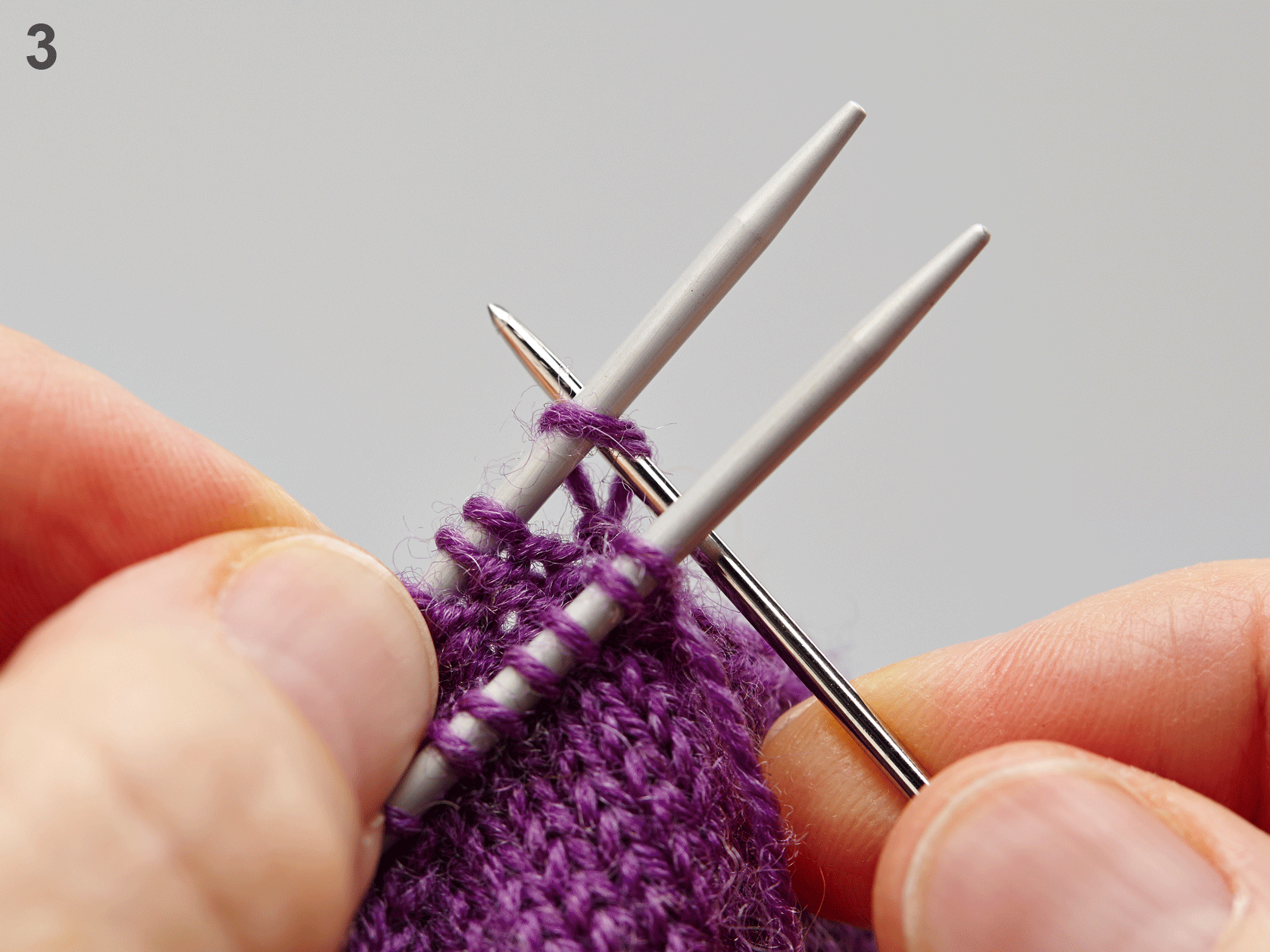 How to graft knitting with Kitchener Stitch tutorial step 3