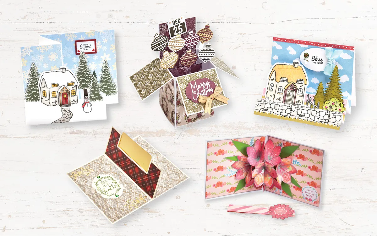 Free gift card envelope, pop-up box card and stepper card template