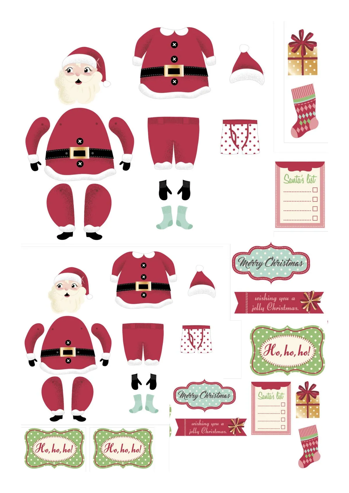 Free jolly buildable Santa Claus printables 2