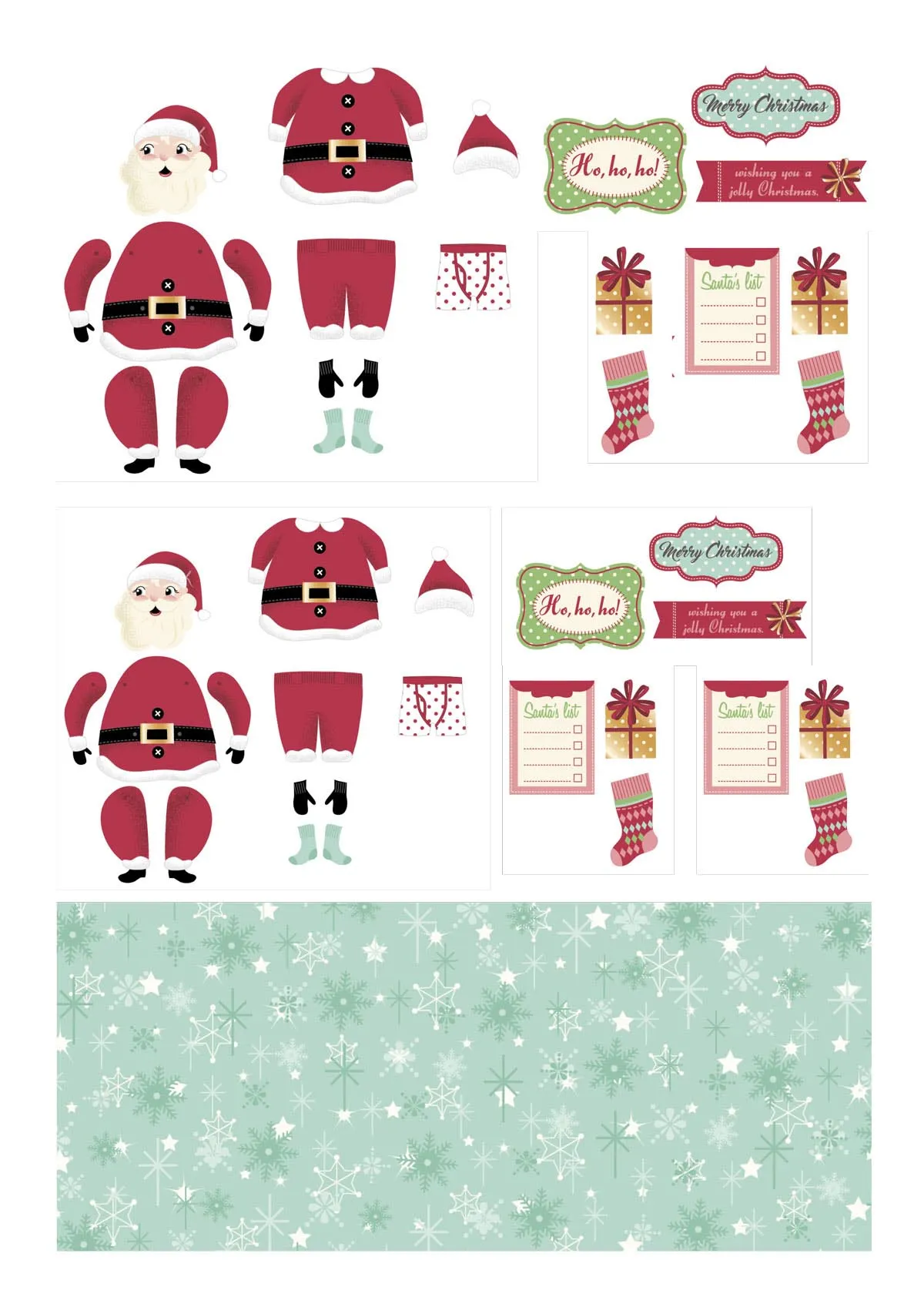 Free jolly buildable Santa Claus printables 3