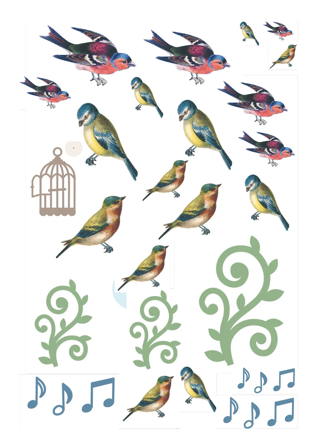 Free songbird and birdcages printables 5