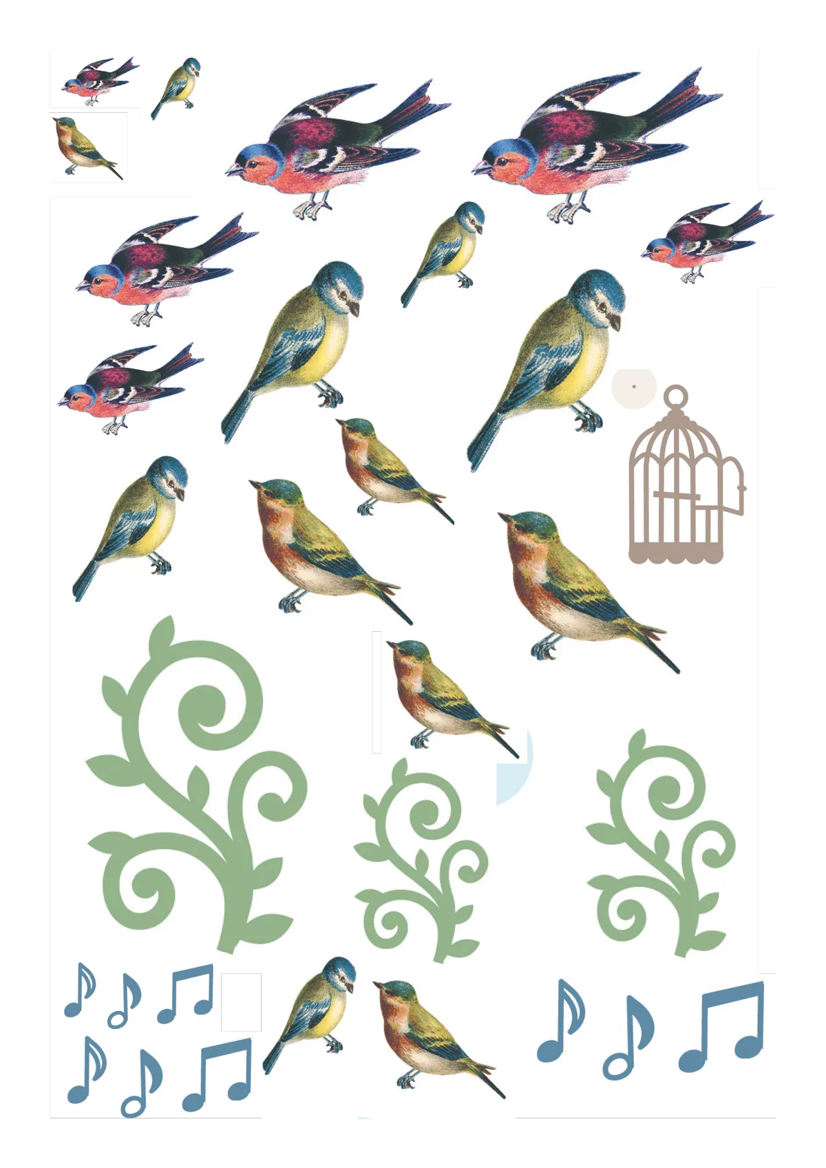 Free songbird and birdcages printables 6