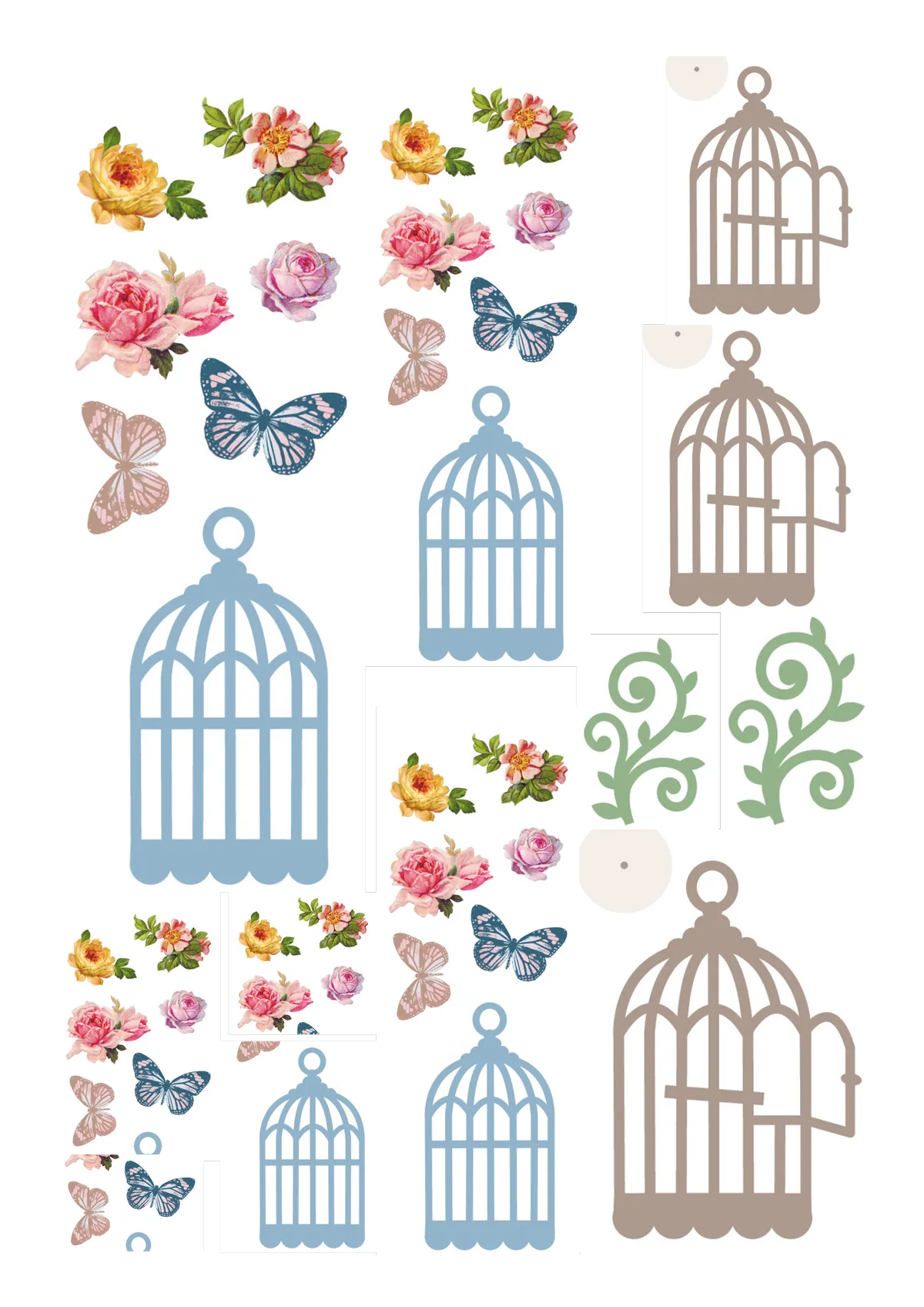 Free songbird and birdcages printables 7