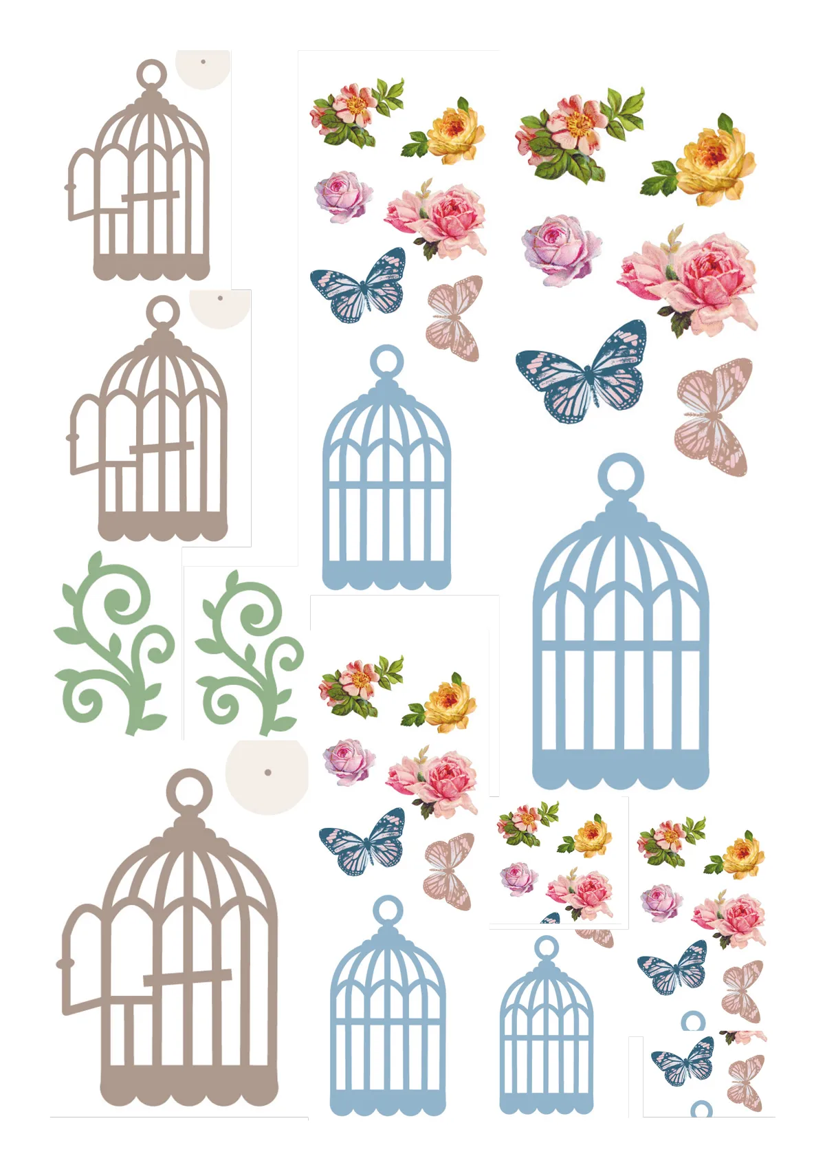 Free songbird and birdcages printables 8