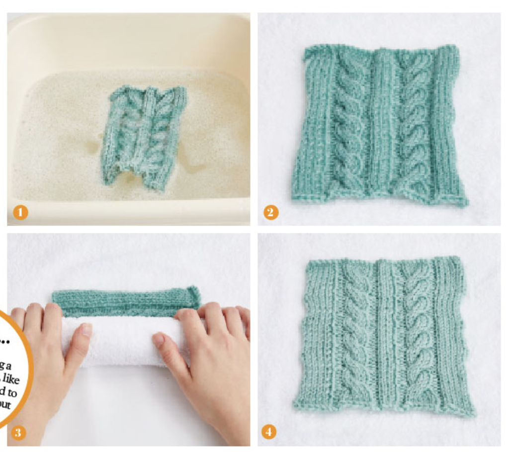 How to block cable knitting soak and lay flat