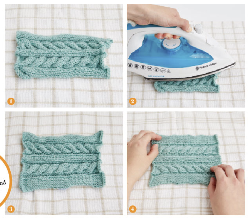 How to block cable knitting steam and stretch