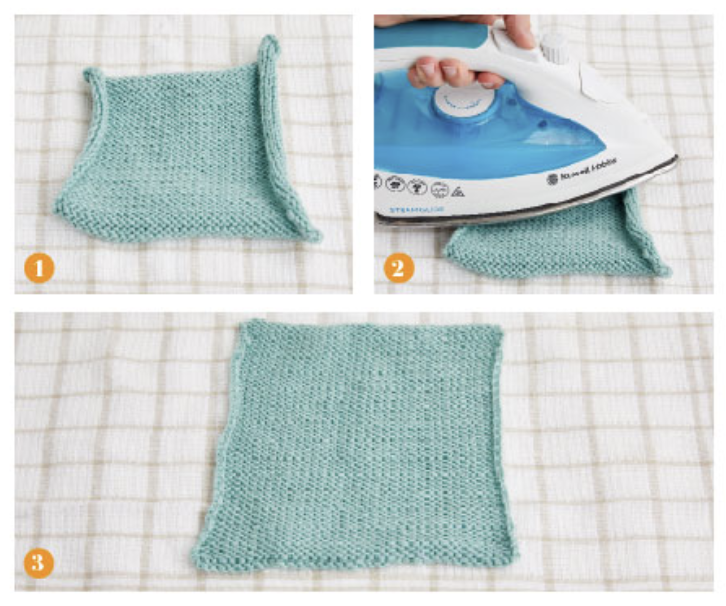 How to block knitting iron on the reverse