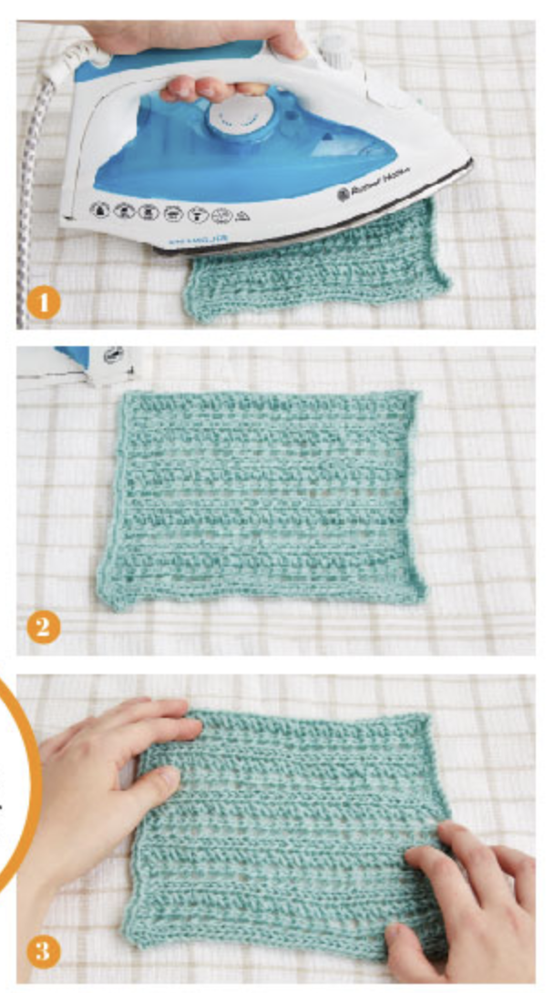 How to block knitting with steam and stretch