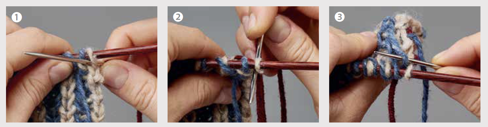 How to cast off brioche stitch steps 1-3