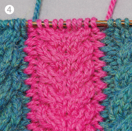 How to knit intarsia cables step 4