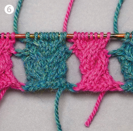 How to knit intarsia cables step 6