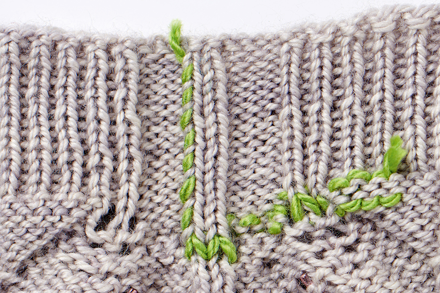 How to weave in ends rib stitch 2