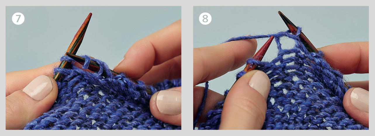 How to work Norwegian Purl steps 7-8