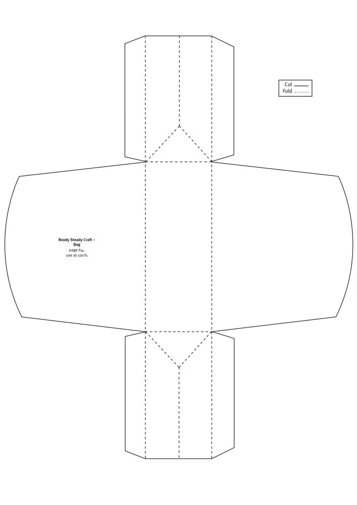 Papercraft bag shape template