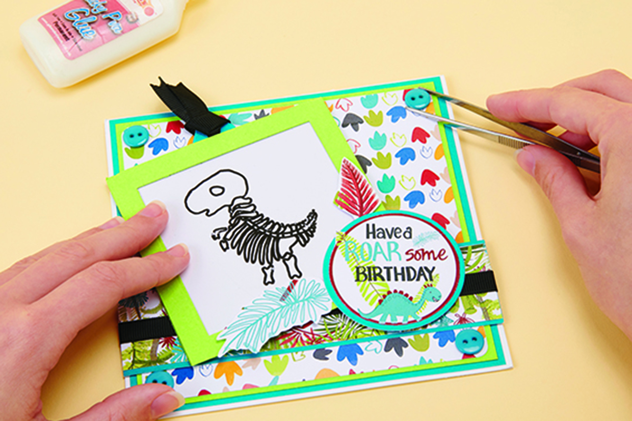 dinosaur birthday card step 7