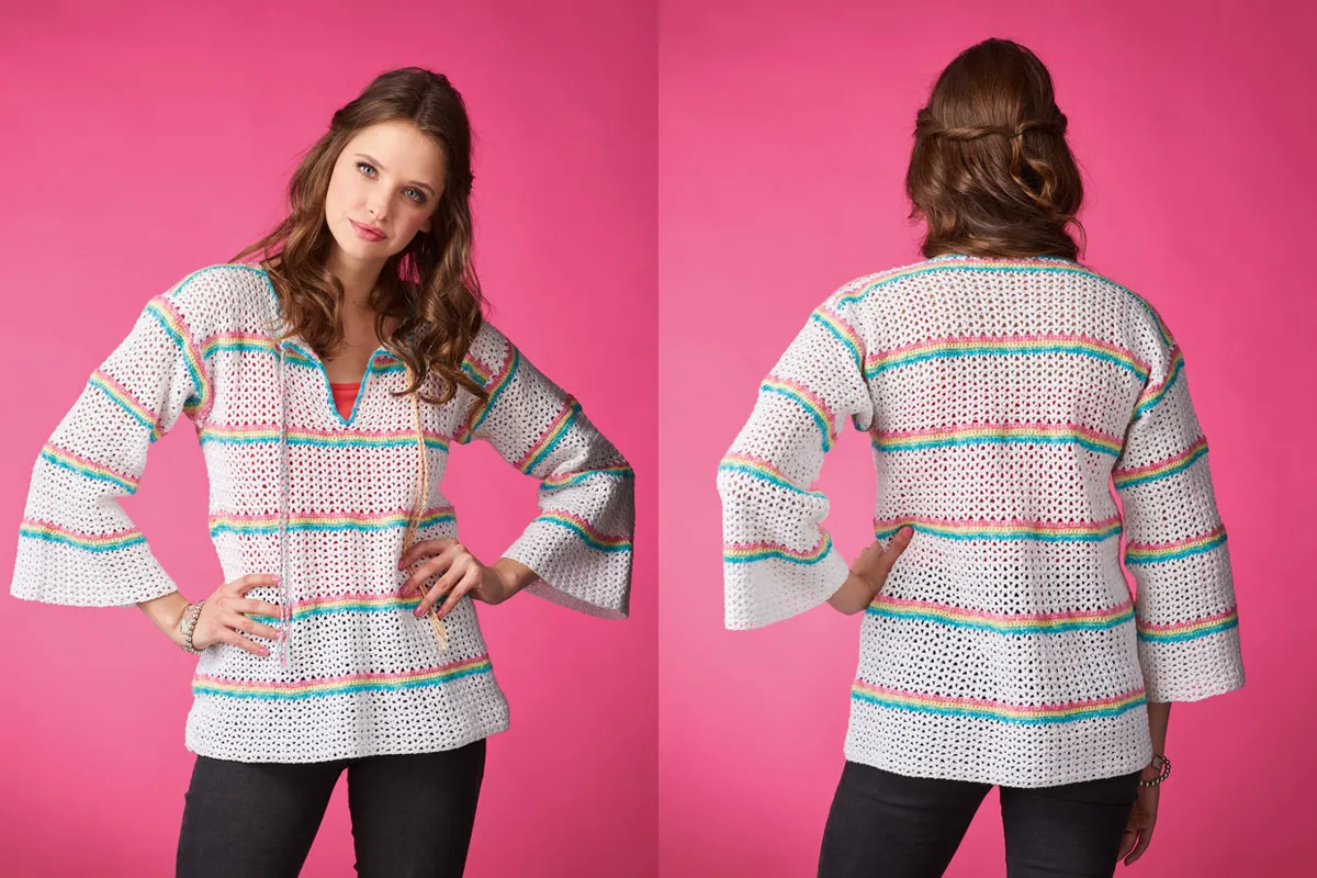 V-stitch top free crochet pattern front and back
