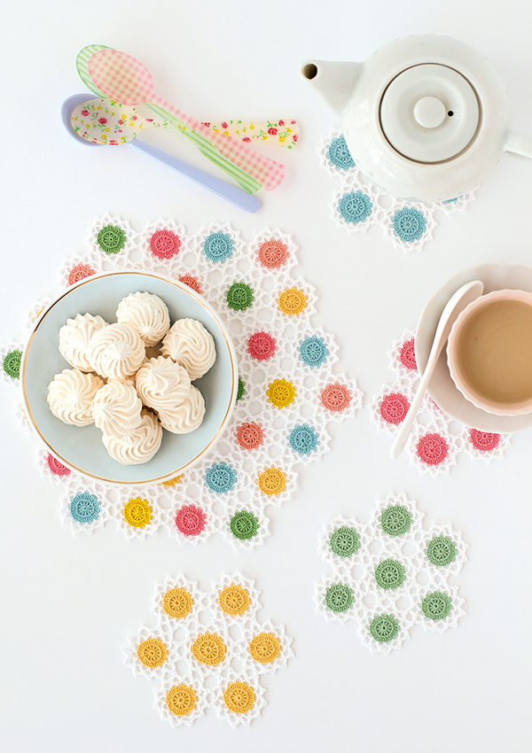 Candy-coloured crochet doily pattern